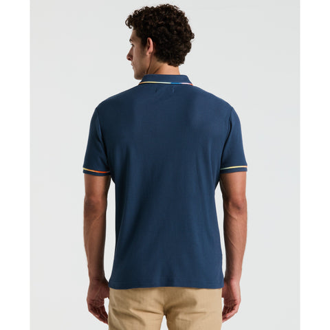 Organic Cotton Space Dyed Mesh Polo Shirt (Sargasso Sea) 