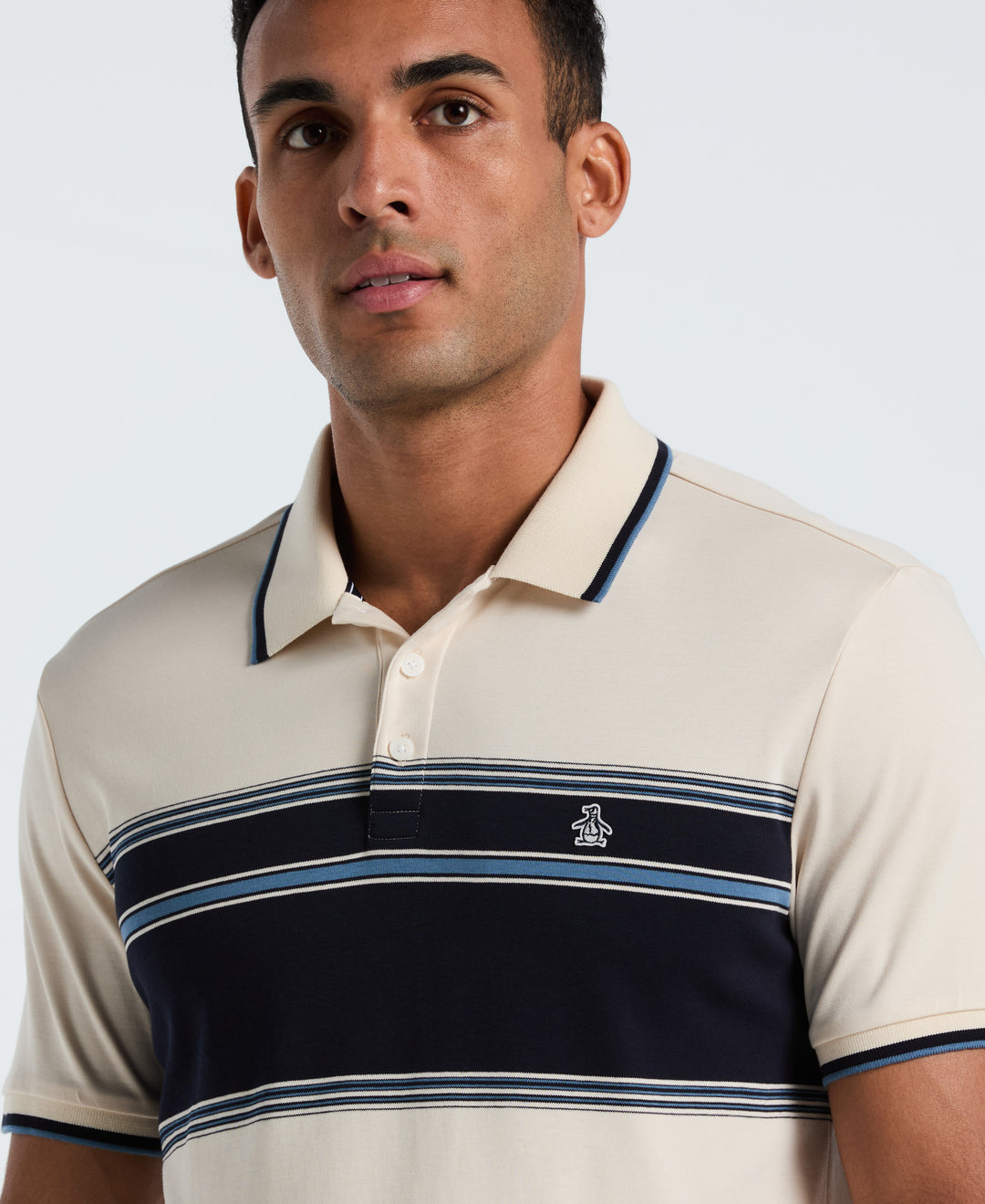 Cotton Engineered Stripe Polo (Birch) 