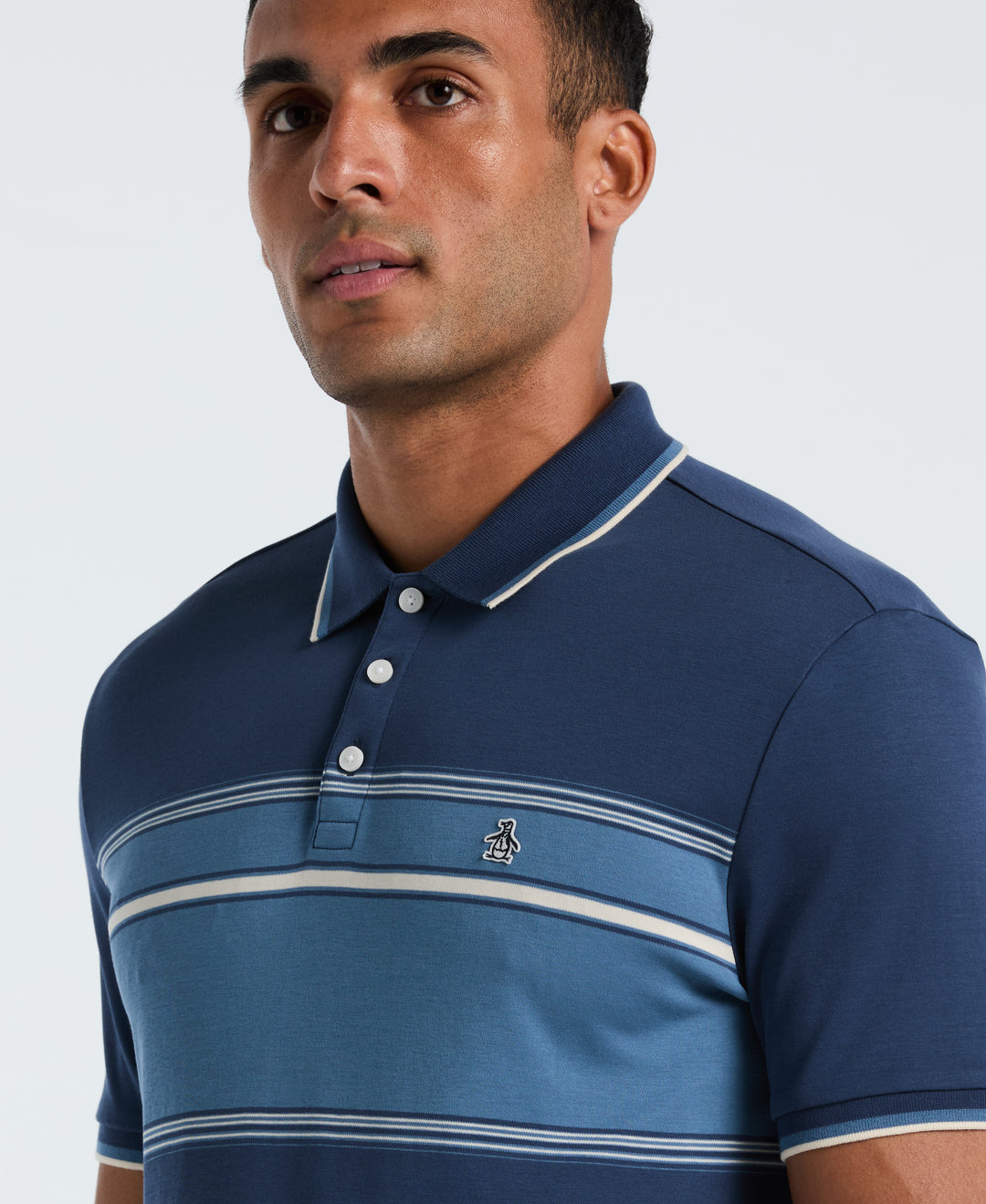 Cotton Engineered Stripe Polo (Sargasso Sea) 