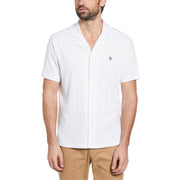 Organic Cotton Striped Shirt with Camp Collar (Bright White) 