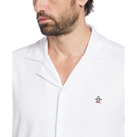 Organic Cotton Striped Shirt with Camp Collar (Bright White) 
