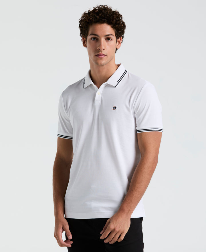 Organic Interlock Tipped Polo (Bright White) 