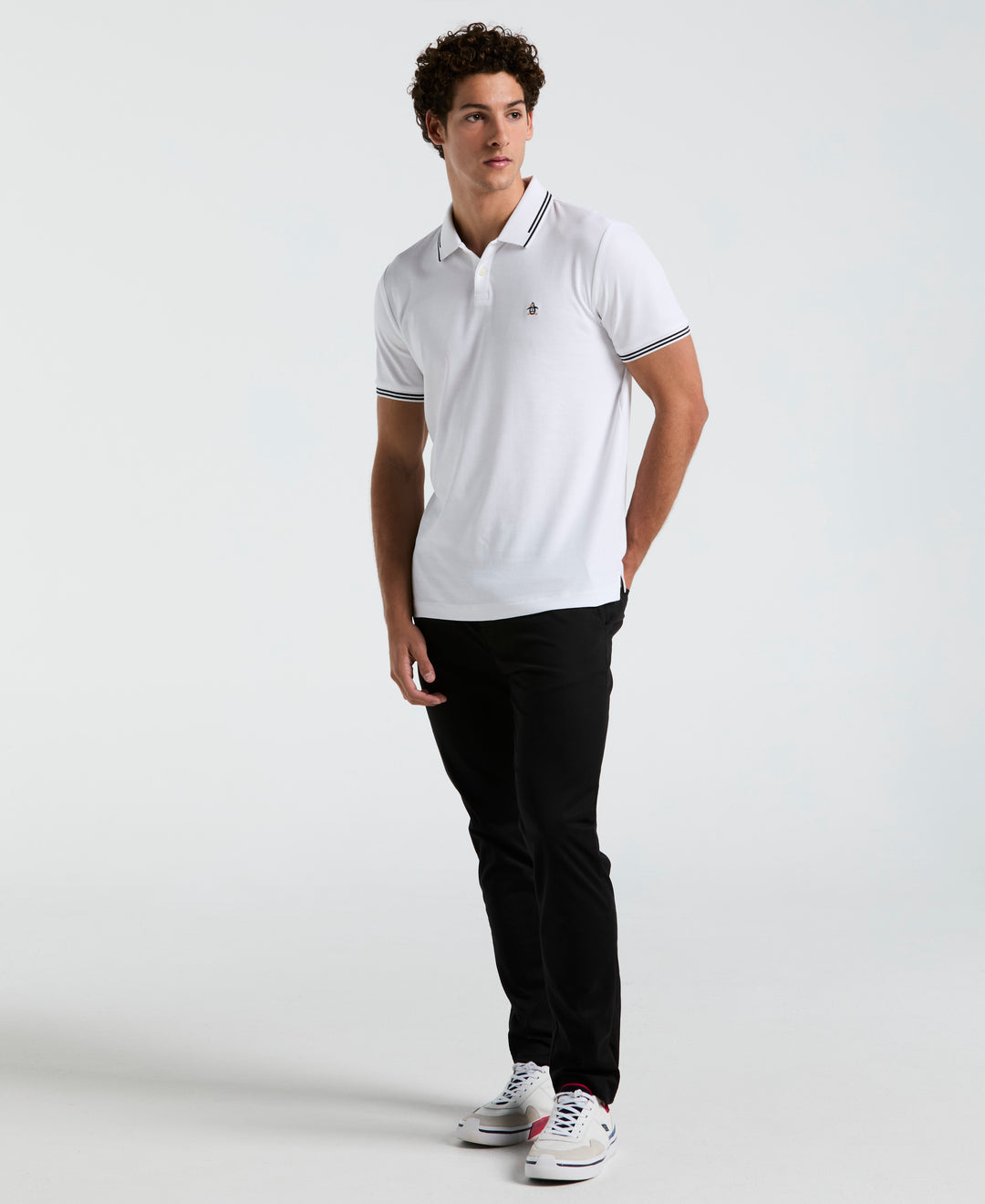 Organic Interlock Tipped Polo (Bright White) 