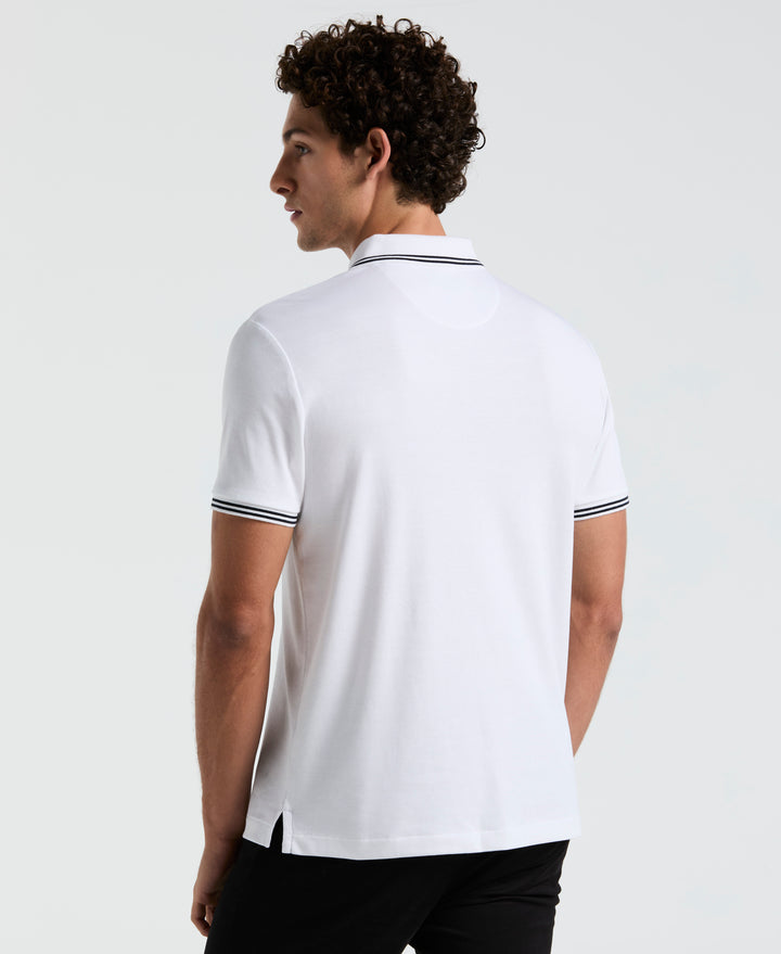 Organic Interlock Tipped Polo (Bright White) 