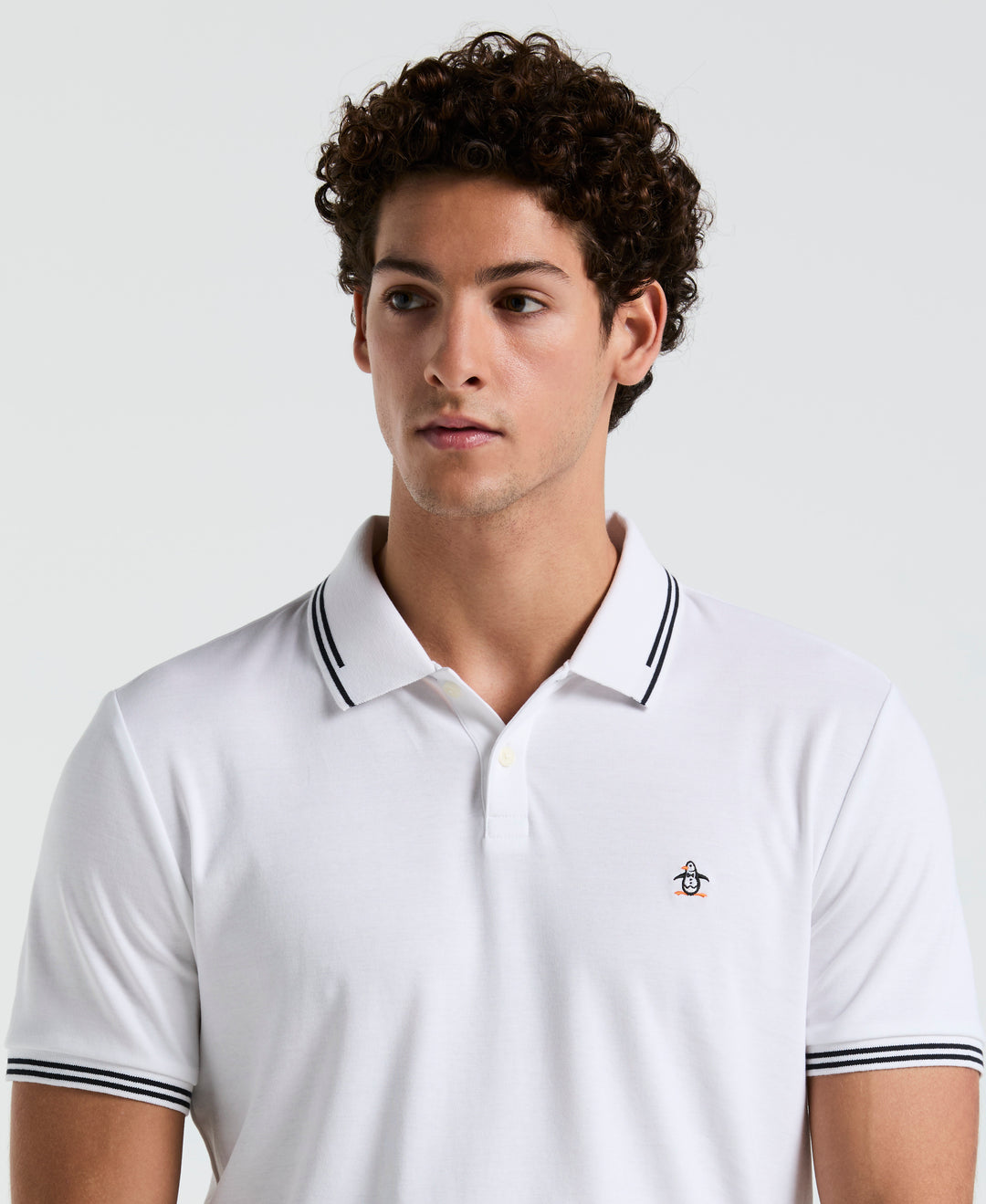 Organic Interlock Tipped Polo (Bright White) 