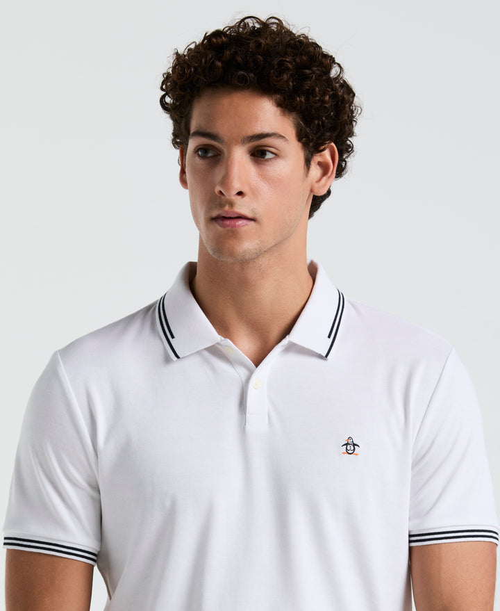 Organic Interlock Tipped Polo (Bright White) 