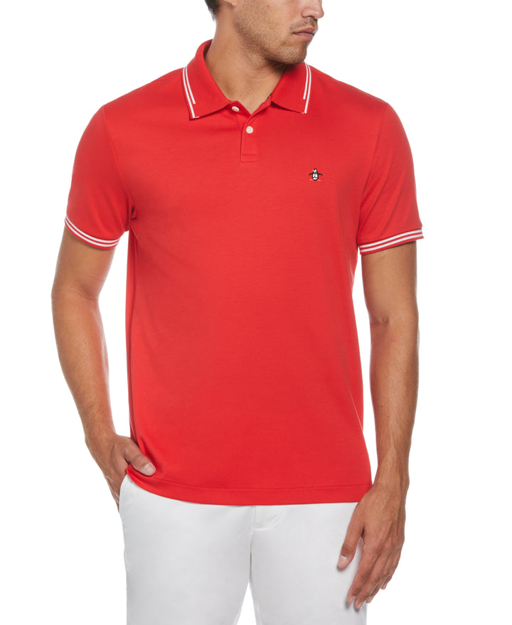 Organic Interlock Tipped Polo (Racing Red) 