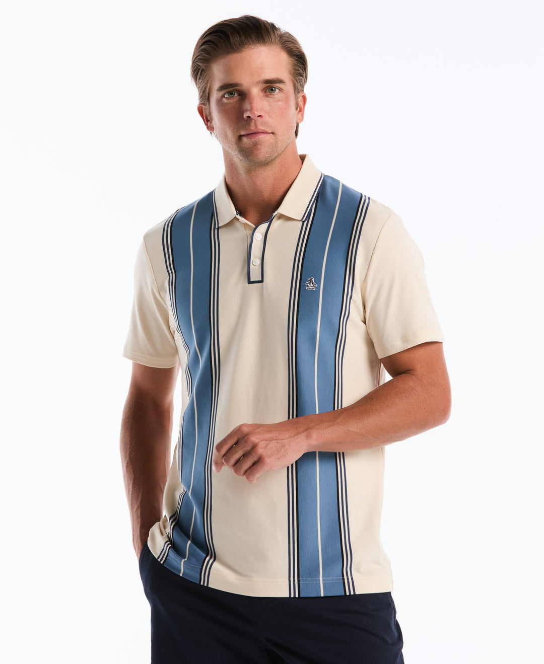 Organic Cotton Vertical Stripe Polo (Birch) 