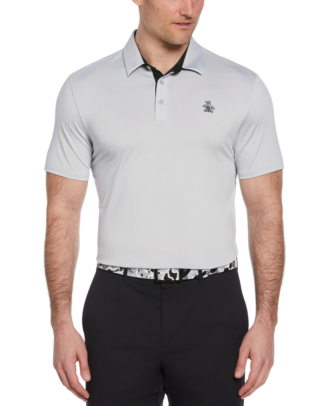 Original Block Design Short Sleeve Golf Polo Shirt (Gray Dawn) 