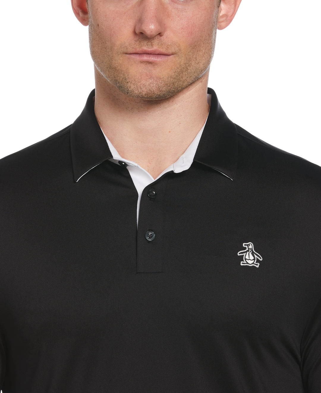 Original Block Design Short Sleeve Golf Polo Shirt (Caviar) 