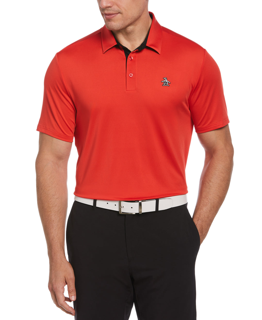 Original Block Design Short Sleeve Golf Polo Shirt (Poinsettia) 