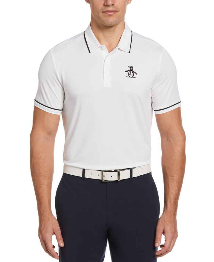 Oversized Pete Tipped Short Sleeve Golf Polo Shirt (Bright White) 