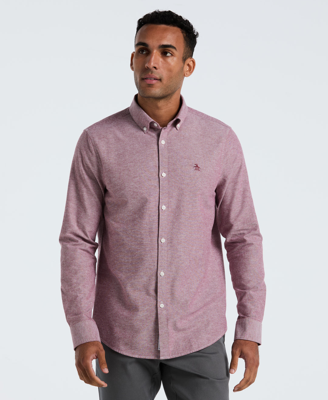Oxford Long Sleeve Button-Down Shirt (Cabernet) 