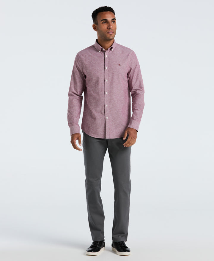 Oxford Long Sleeve Button-Down Shirt (Cabernet) 