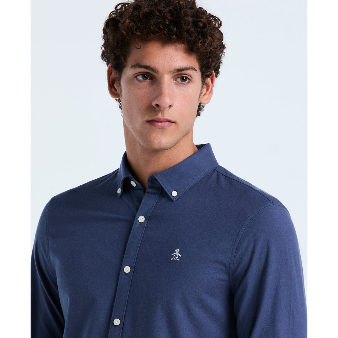 EcoVero Oxford Stretch Long Sleeve Shirt (Sargasso Sea) 