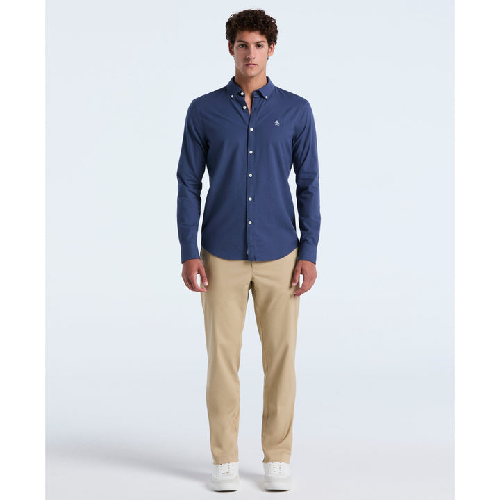 EcoVero Oxford Stretch Long Sleeve Shirt (Sargasso Sea) 