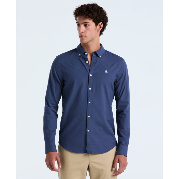 EcoVero Oxford Stretch Long Sleeve Shirt (Sargasso Sea) 