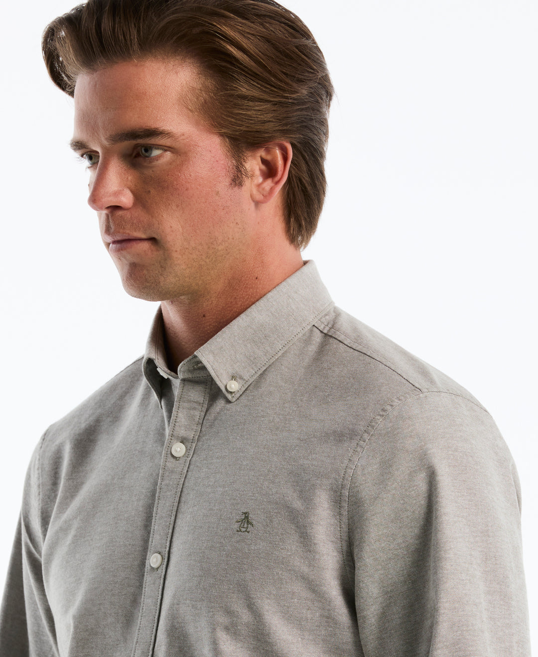 Oxford Long Sleeve Button-Down Shirt (Dusty Olive) 