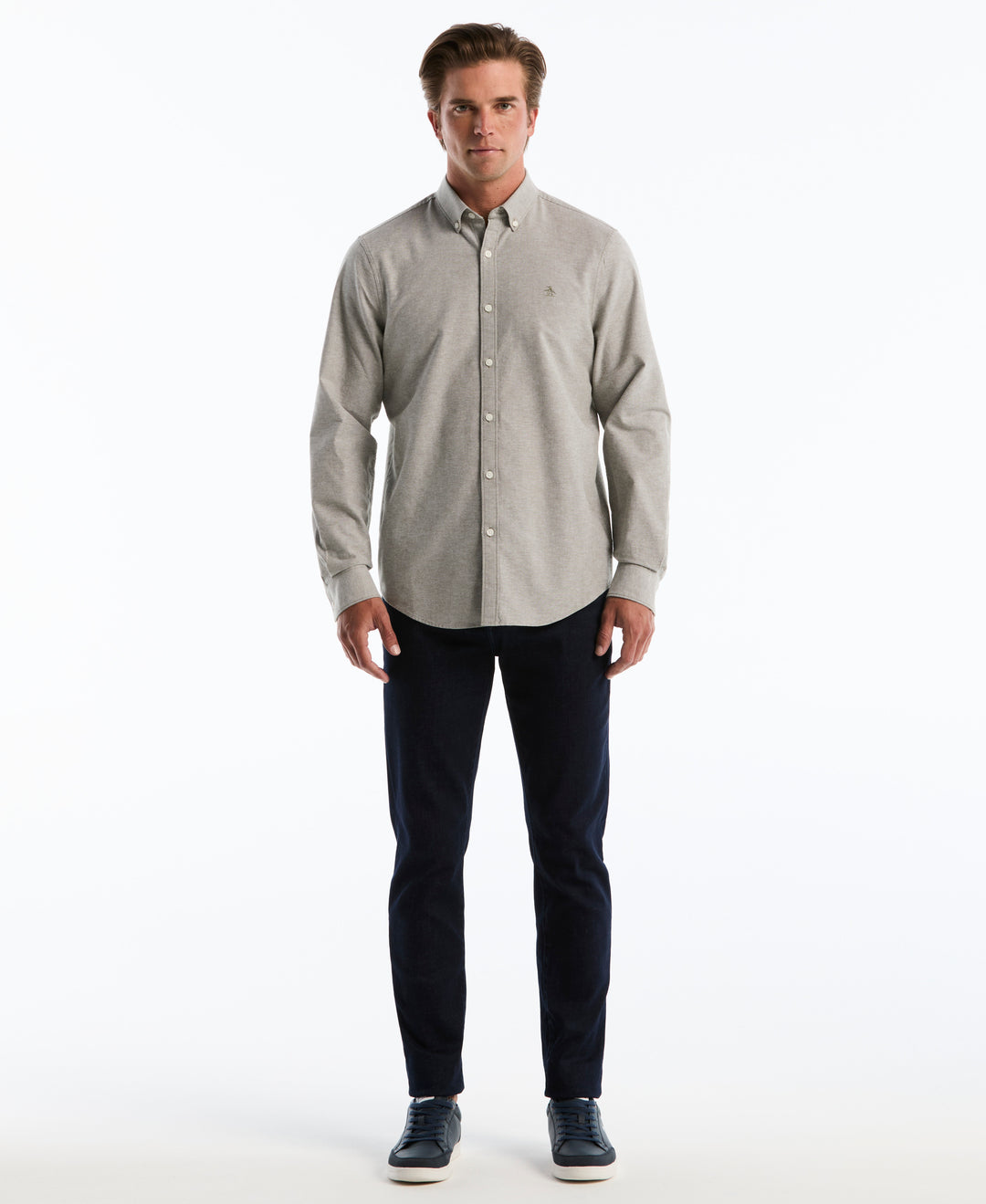 Oxford Long Sleeve Button-Down Shirt (Dusty Olive) 