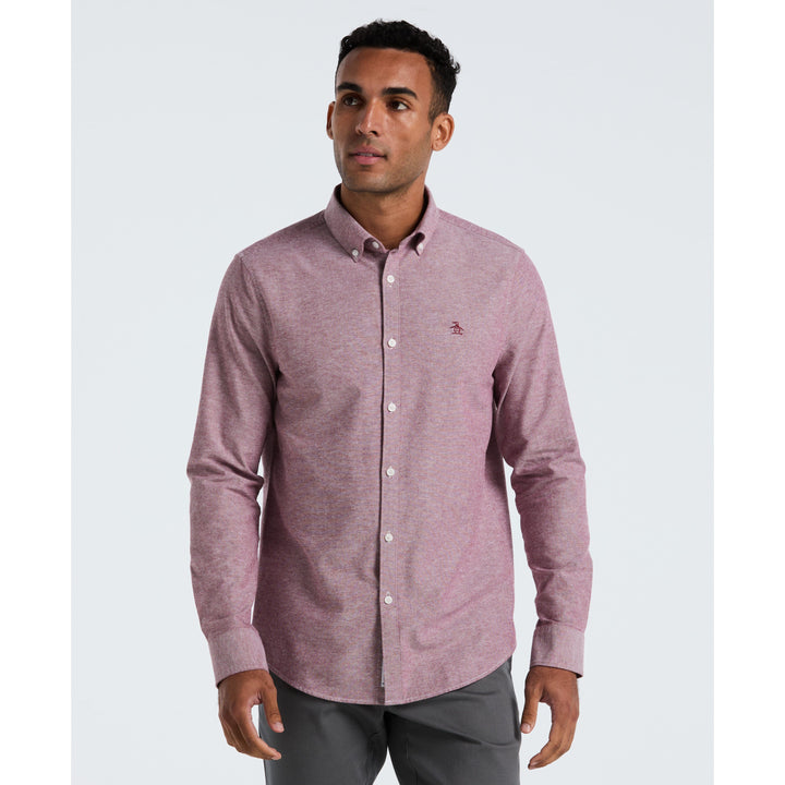 Oxford Long Sleeve Button-Down Shirt (Cabernet) 