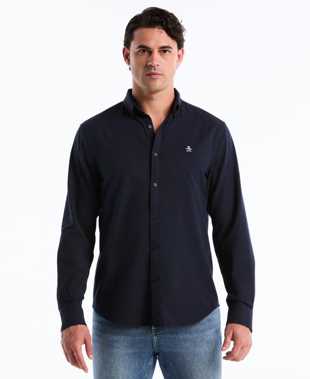 Oxford Long Sleeve Shirt-Shirts-Dark Sapphire-XS-Original Penguin
