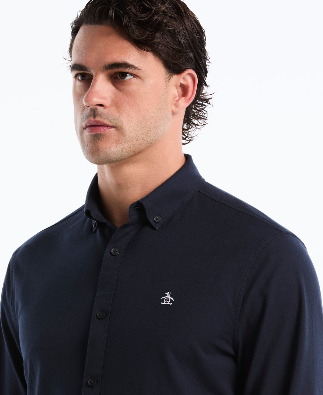 EcoVero Oxford Stretch Long Sleeve Shirt (Dark Sapphire)