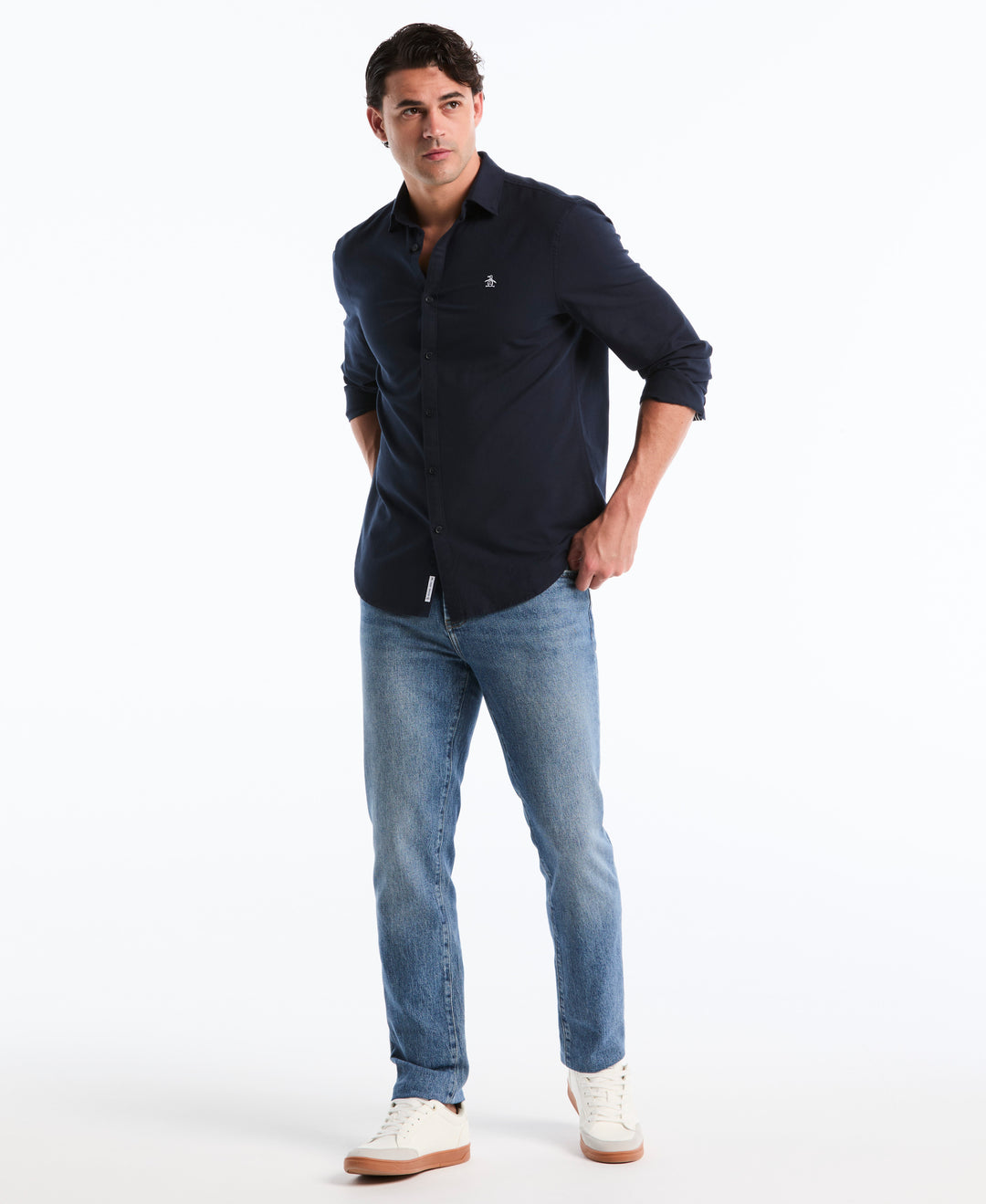 EcoVero Oxford Stretch Long Sleeve Shirt (Dark Sapphire)