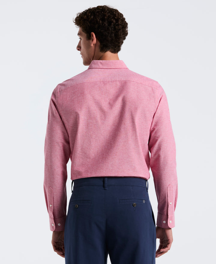 Oxford Long Sleeve Button-Down Shirt (Red) 