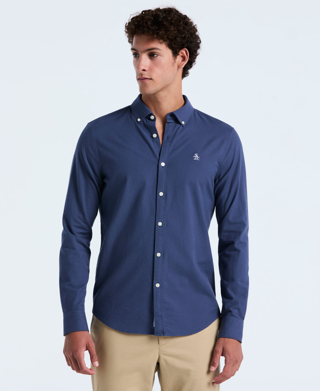 EcoVero Oxford Stretch Long Sleeve Shirt (Sargasso Sea) 