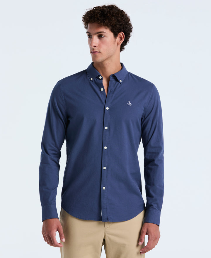 EcoVero Oxford Stretch Long Sleeve Shirt (Sargasso Sea) 
