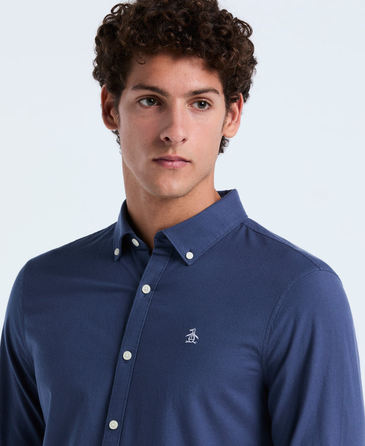 EcoVero Oxford Stretch Long Sleeve Shirt (Sargasso Sea) 