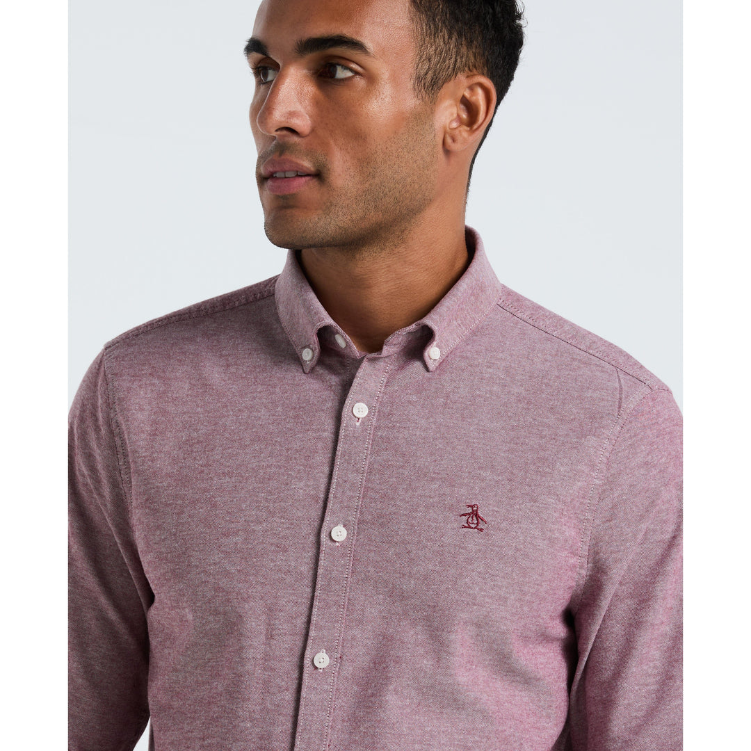 Oxford Long Sleeve Button-Down Shirt (Cabernet) 