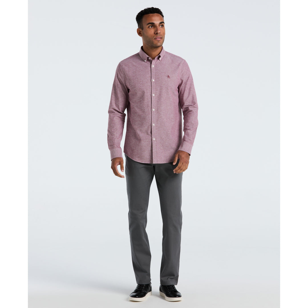 Oxford Long Sleeve Button-Down Shirt (Cabernet) 