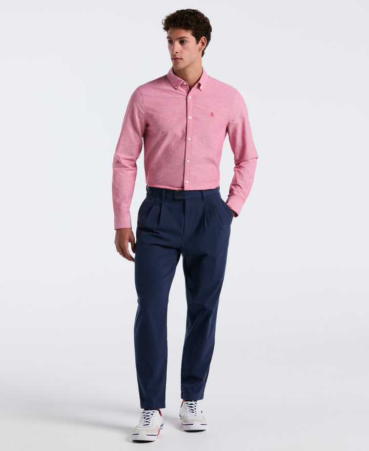 Oxford Long Sleeve Button-Down Shirt (Red) 
