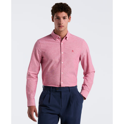 Oxford Long Sleeve Button-Down Shirt (Red) 