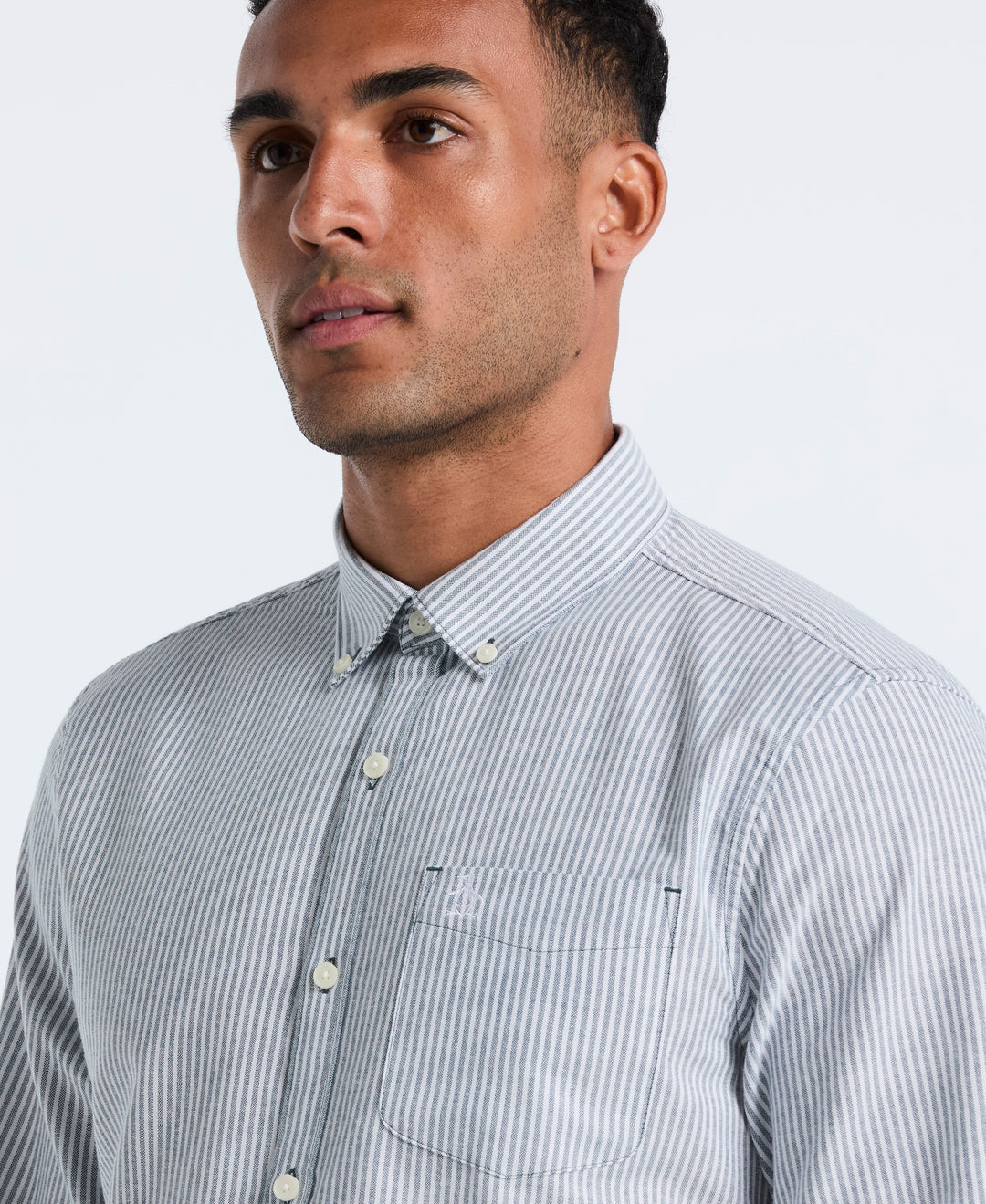 Oxford Stretch Stripe Shirt (Reflecting Pond) 