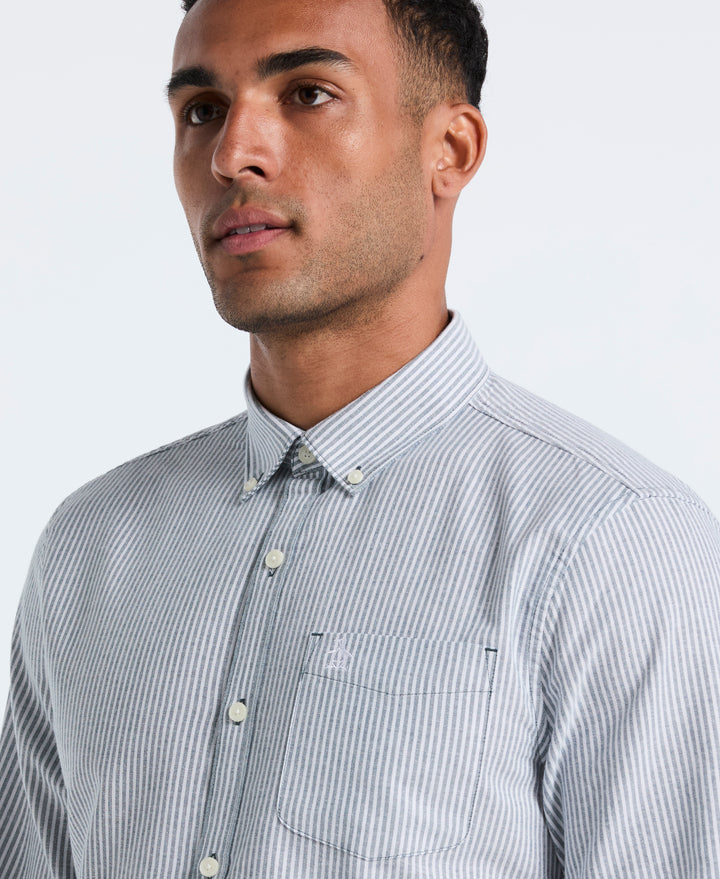 Oxford Stretch Stripe Shirt (Reflecting Pond) 