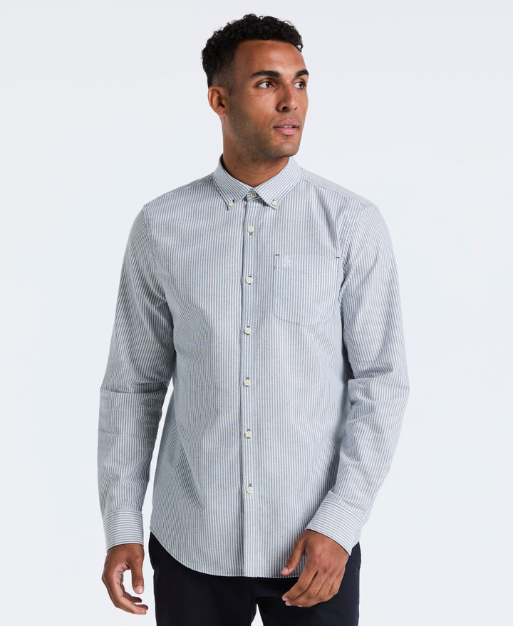 Oxford Stretch Stripe Shirt (Reflecting Pond) 