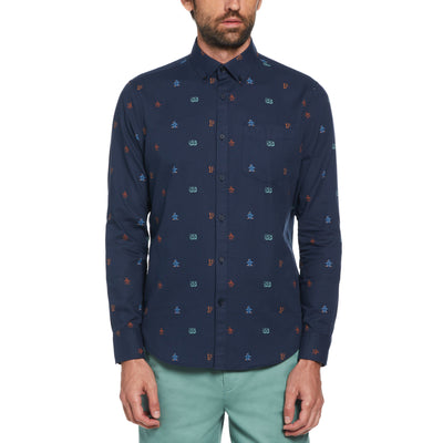 Oxford Mini Collegiate Print Shirt (Dress Blues) 