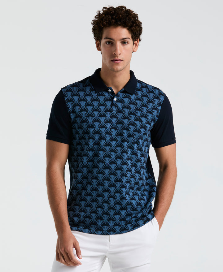 Palm Jaquard Front Polo Shirt (Dark Sapphire) 