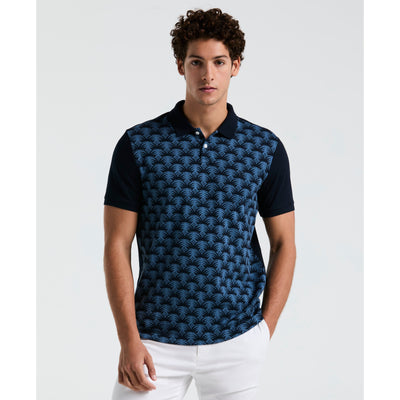 Palm Jacquard Front Polo (Dark Sapphire) 