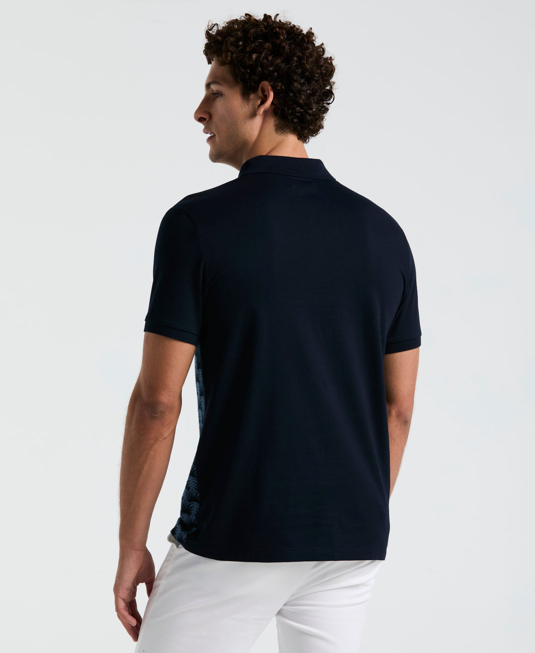 Palm Jaquard Front Polo Shirt (Dark Sapphire) 