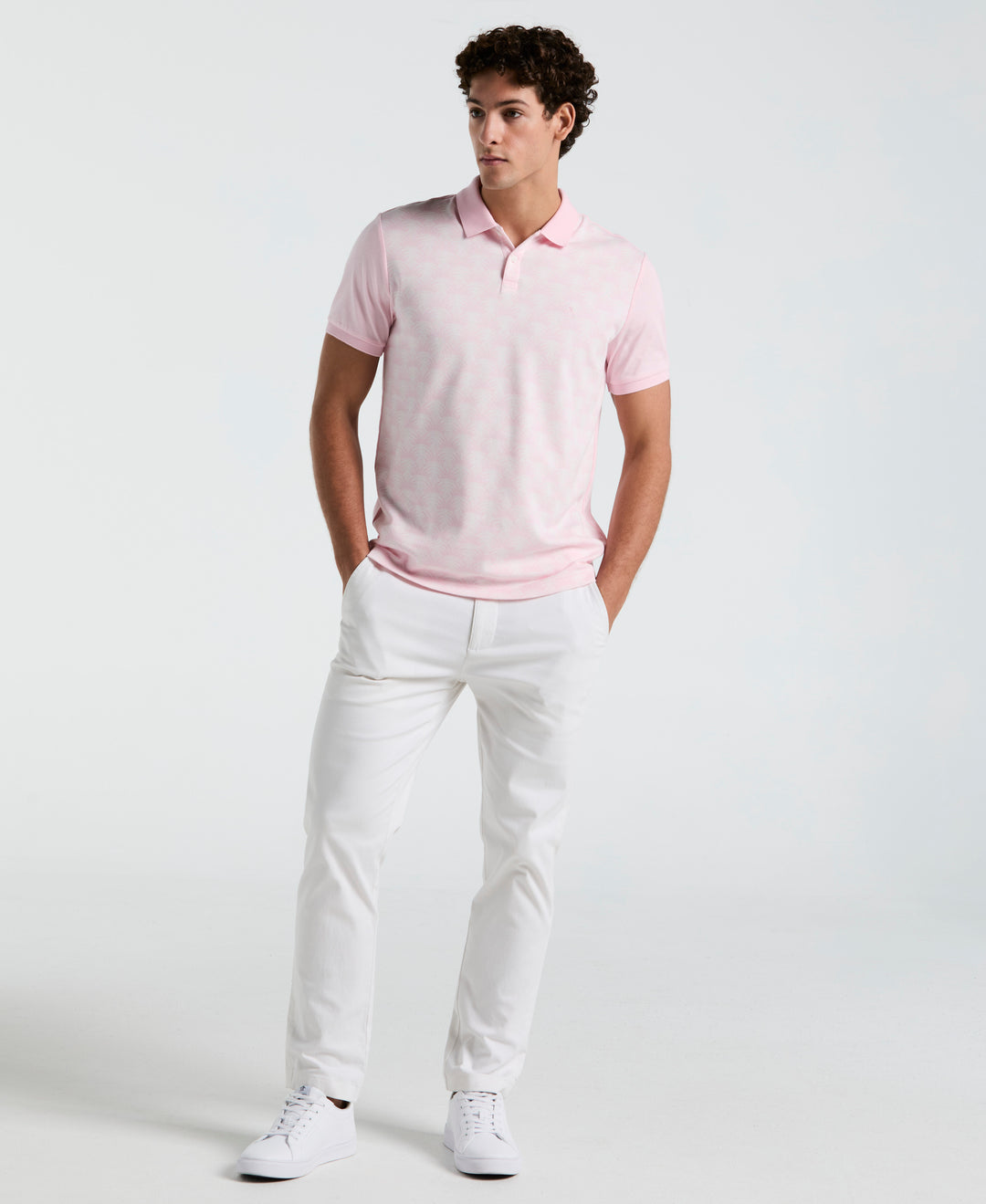 Palm Jaquard Front Polo Shirt (Parfait Pink) 