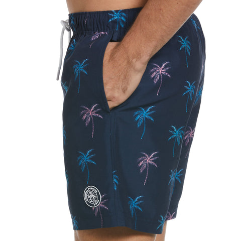 Palm Print Swim Shorts (Dress Blues) 