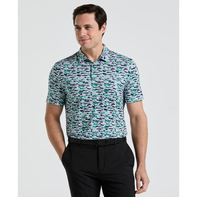 Palm Tree Bunker Print Golf Polo (Galapagos Green) 