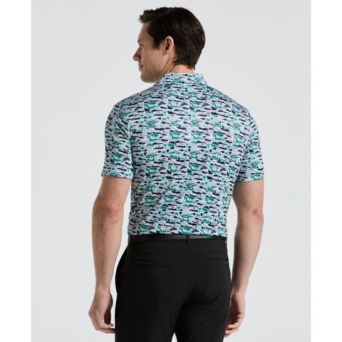 Palm Tree Bunker Print Golf Polo (Galapagos Green) 