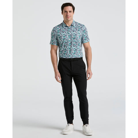 Palm Tree Bunker Print Golf Polo (Galapagos Green) 