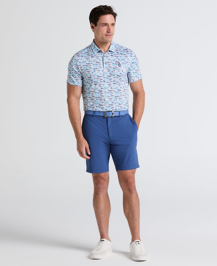 Palm Tree Bunker Print Golf Polo (Aquarius) 