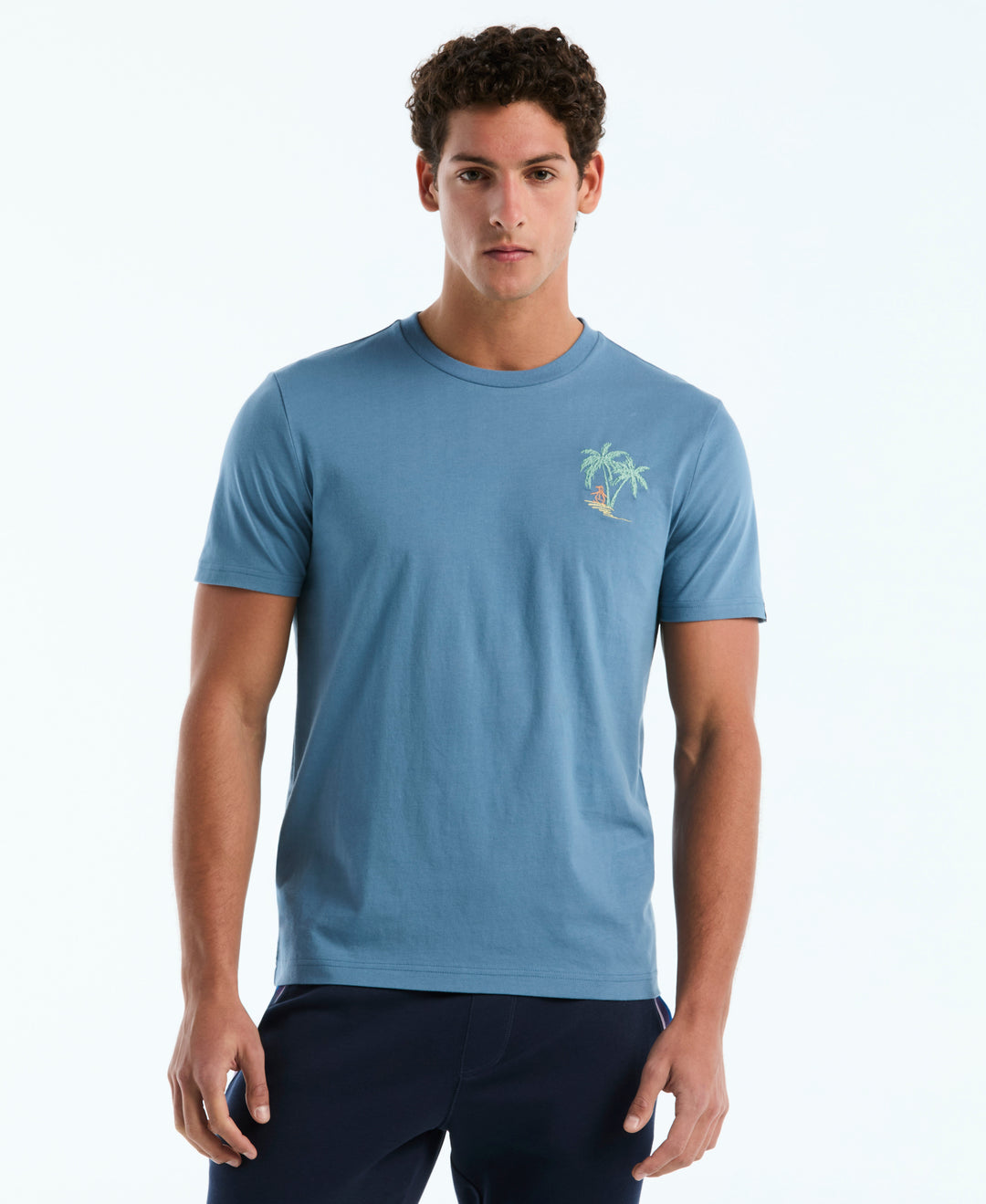 Cotton Graphic Palm Tee (Copen Blue) 