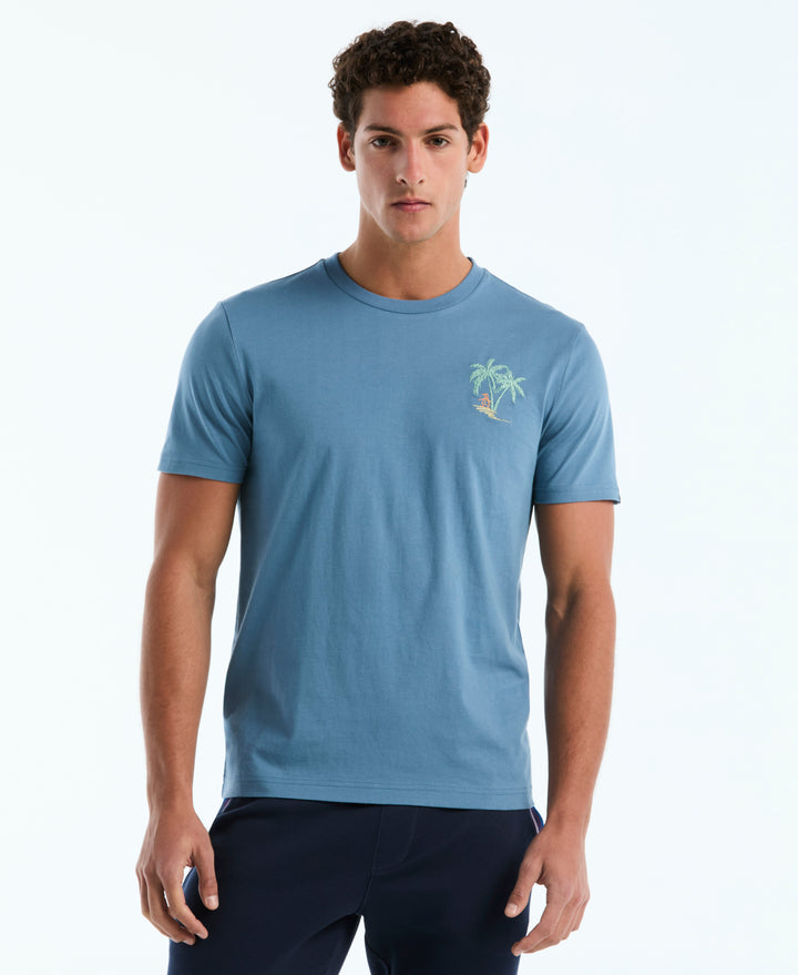 Cotton Graphic Palm Tee (Copen Blue) 